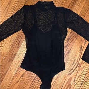 Black mesh bodysuit